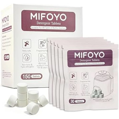 150PCS Baby Bottle Washer Detergent Tablets, Detergent Soap Tablets for All Brands Momcozy Baby Brezza Papablic Bottle Washers, Bottle Cleaning Tablets, Bottle Washer Tablets, 30 Count per Bag