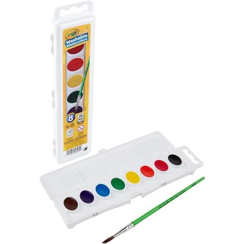 Crayola Washable Watercolors, Kids Paint Set, 8ct