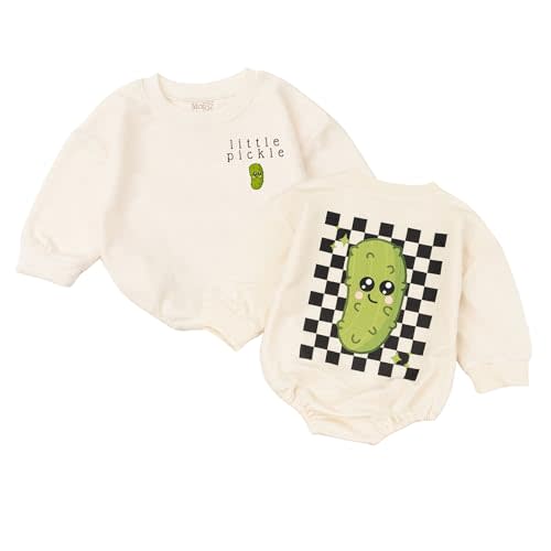STALOFAZ Little Pickle Baby Romper - Newborn Pickle Boy Girl Outfit Vegan Infant Sweatshirt Vegetable Clothes Shower Gift