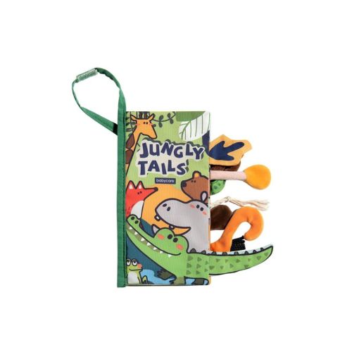 Bc Babycare Baby Infant Animal Tails Soft Cloth Book with Crinkle Pages and 3D Tails Washable Sensory Toy 1 Pc