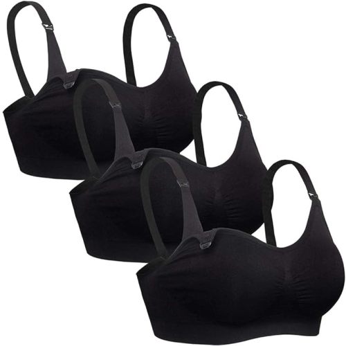 iloveSIA Nursing Bras for Mom Breastfeeding, Seamless Supportive Sleep Bra for Maternity Postpartum S-2XL 3Pack