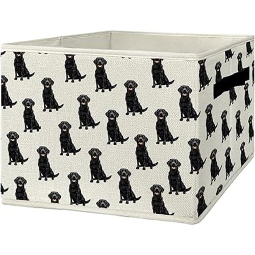 Black Lab Gifts Storage Bins & Boxes with Handles,Dog Foldable Basket for Organizing Dog Lovers Women,Labrador Retriever Christmas Storage Laundry Hampers for Bedroom Bathroom Clothes Toys Books