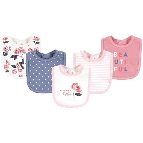 Touched by Nature Unisex Baby Organic Cotton Bibs, Bubblegum Floral, One Size