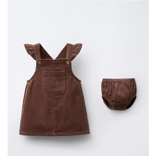 CORDUROY PINAFORE DRESS AND BLOOMERS - Dark pink | ZARA United States