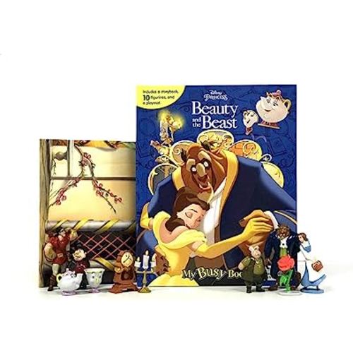 Disney Beauty and the Beast My Busy Books - Storybook, 10 figurines, playmat
