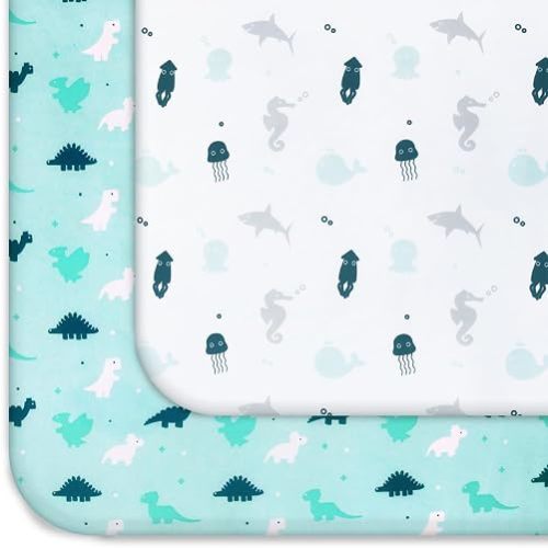 Pack and Play Sheets Fitted, Mini Crib Sheets Fitted 2 Pack