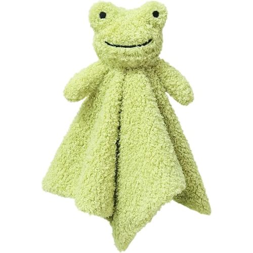 Baby Green Frog Soft Stuffed Animal Security Blanket, Plush Frog Character Lovey Blanket, Baby Shower/Nursery Gift, Newborn Infant Toddler Snuggle Blankie for Boys Girls, 14 Inches