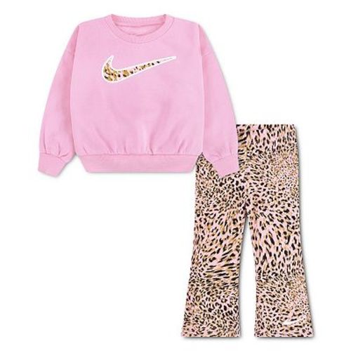 Baby Toddler Little Girls 12 months-6x Nike Cheetah Crewneck & Printed Dri-FIT Flared Leggings 2-Piece Set