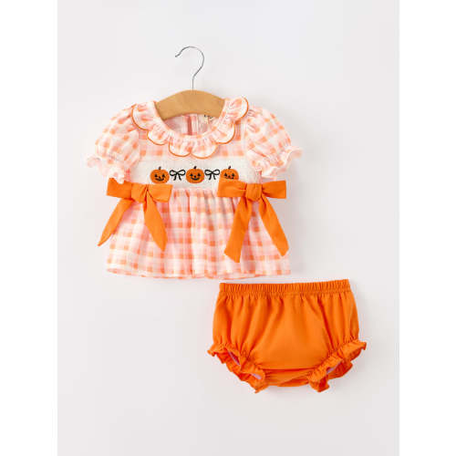 Halloween Pumpkin Plaid Girls Bloomer Set – Rylee Faith Designs