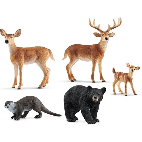 Schleich Wild Life - 5 PC North American Wildlife Animal Toy Figurine Bundle