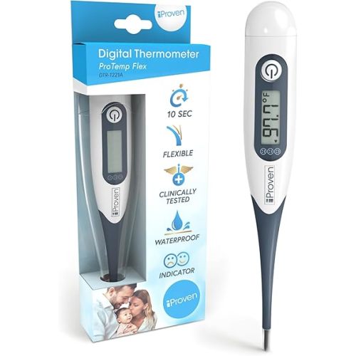 iProven Oral Thermometer, Measures in 10 seconds with flexible tip and fever alarm, Digital Medical Thermometer for adults, kids and toddlers - DTR-1221A