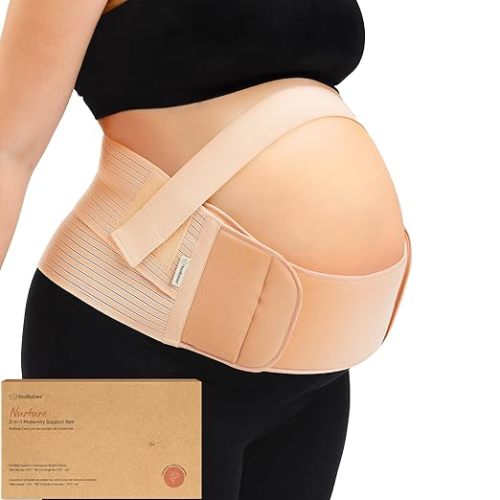 2-in-1 Maternity Belly Bands for Pregnant Women - Easy to Use Pregnancy Belly Support Band for Back, Pelvic, Hip, Adjustable Maternity Belt Support, Comfortable & Soft (Classic Ivory, One Size)