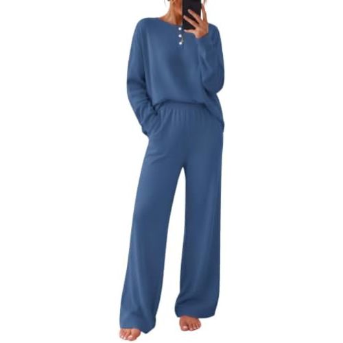 Ekouaer Pajamas for Women Set Cotton Long Sleeve Pjs 2 Piece Lounge Sets
