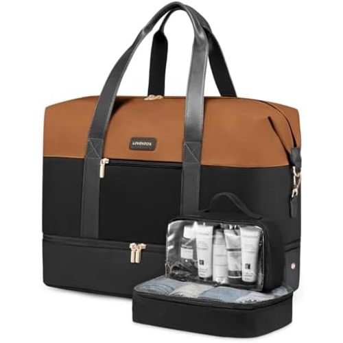 LOVEVOOK Weekender Bag, 3Pcs Large Travel Duffel Bag for Women with Shoe Compartment, Carry on Overnight Bag with 2 Packing Cubes, Mom Hospital Bags for Labor and Delivery