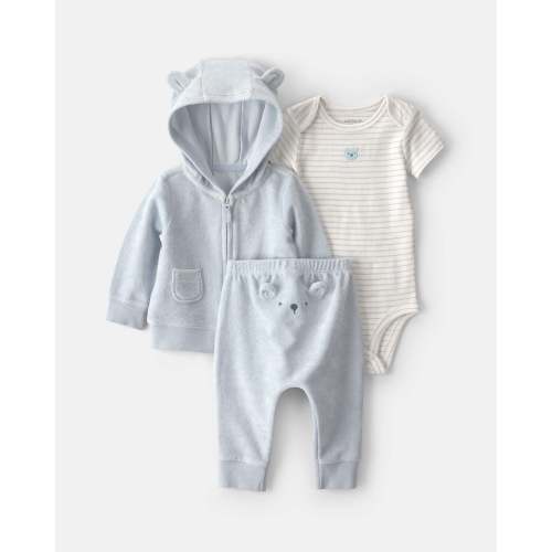 Baby 3-Piece Bear Terry Short-Sleeve Layering Set - Blue