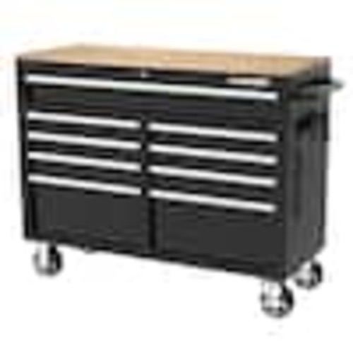 Husky Tool Storage 46 in. W x 18 in. D 9-Drawer Mobile Workbench Cabinet in Gloss Black H46X18MWC9BLK