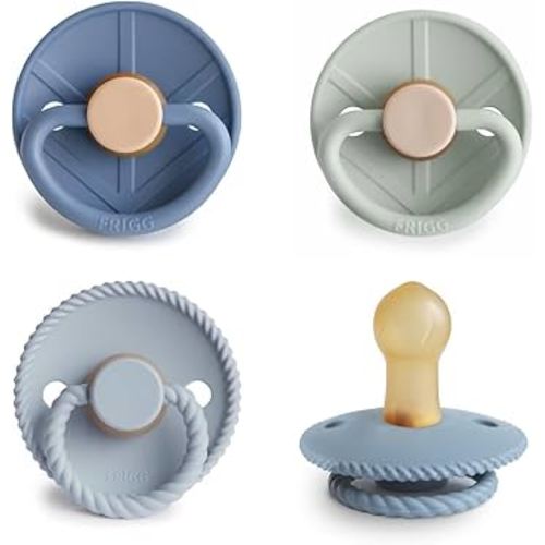 FRIGG Natural Rubber Baby Pacifier 4-Pack Skyline Serenity | Made in Denmark | BPA-Free (0-6 Months)