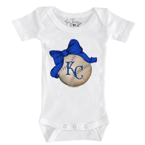Kansas City Royals Tiny Turnip Infant Baseball Bow Bodysuit - White