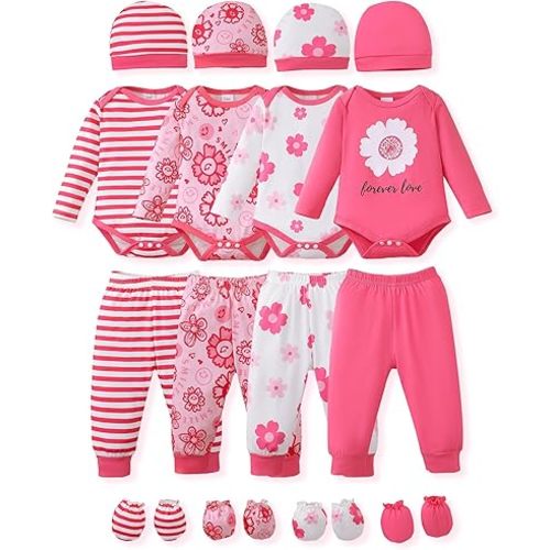 NZRVAWS Newborn Baby Boy Girl Clothes Unisex Preemie Infant Must Have Pants Set Outfits 0-18 Months 20 Pcs Essentials Gift
