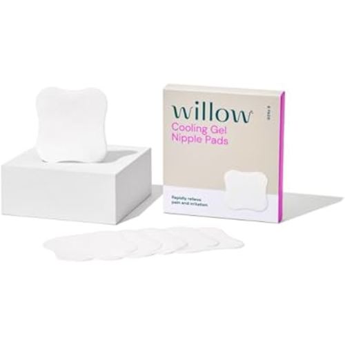Willow Cooling Gel Nipple Pads for Breastfeeding, 6 Count, Soothing Nursing Pads for Sore Nipple Relief, Reuse for Up to 24 Hours and Enjoy Immediate Cooling Effect