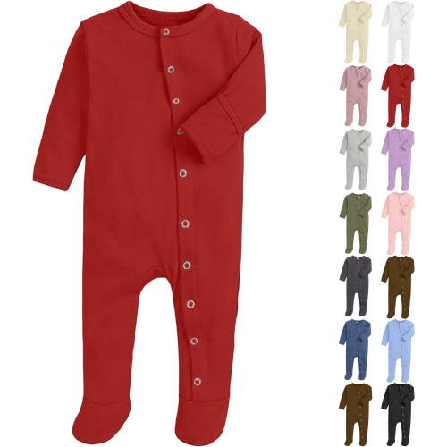 Newborn Sleepwear Button-Up Bodysuit,Baby Boy Clothes,Unisex Newborn Long Sleeve Snug Fits Footed Sleeper Pajamas