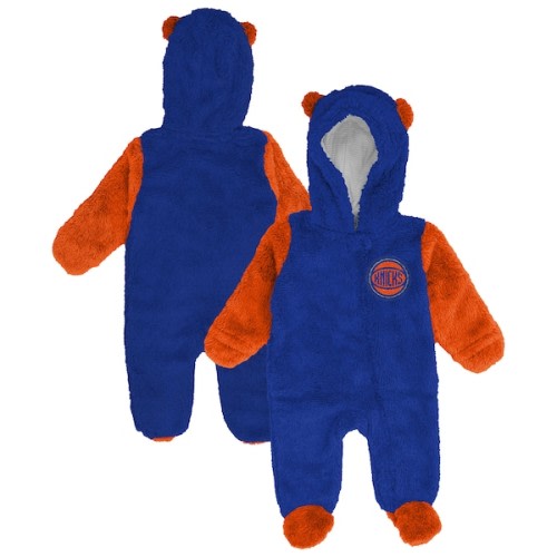 Infant & Newborn New York Knicks Outerstuff Blue Stay Napping Fleece Bunting Full-Zip Hooded Sleeper