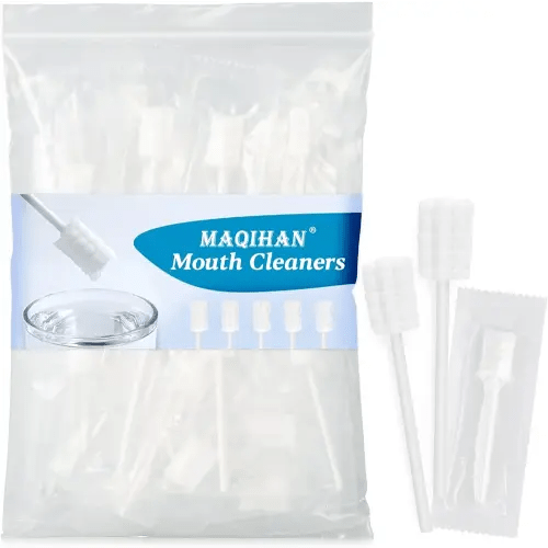 MAQIHAN 50Pcs Baby Tongue Cleaner - Baby Oral Cleaner Newborn Tongue Cleaner for Infants Bulk Disposable Thrush Brush for Babies Individually Wrapped Cotton Gauze Mouth Cleaner for Mouth Gum Cleansing