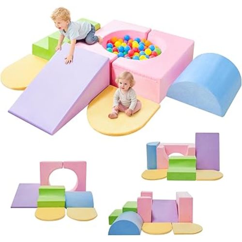 IFNOW Climbing Toys for Toddlers Indoor,7-Piece Foam Toddler Climbing Blocks Set, Colourful Soft Play Climbing,Play Gym Climber Structures for Toddler 1-3,Climb and Crawl Play Set with Widended Velcro