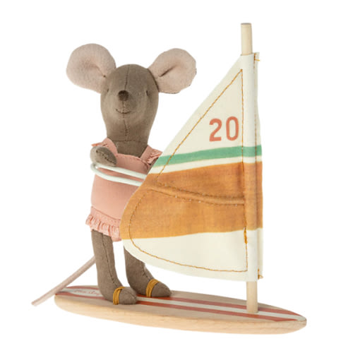 Surfing Sister Mouse with Board - Maileg - Maileg USA