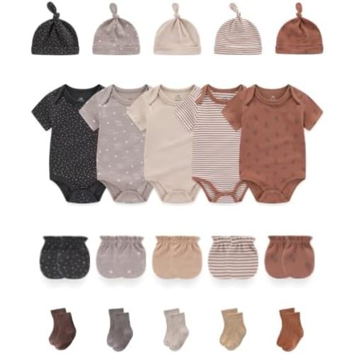 Baby Short Sleeve Bodysuits and Accessories Set Cotton Baby Clothes