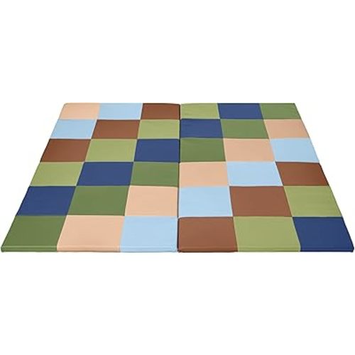 ECR4Kids Softzone Patchwork Toddler Foam Play Mat, 58" Square, Earthtone