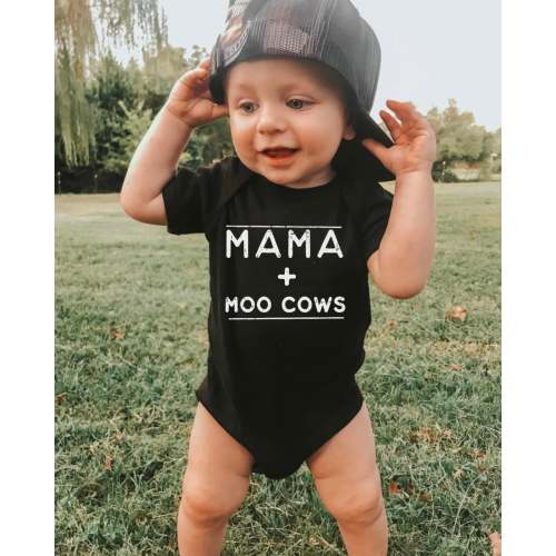 Mama + moo cows baby onesie