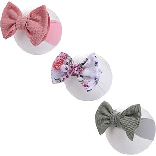 KIDOCHEESE Big Bows for Baby Girls Stretchy Nylon Headbands Oversized Hair Bows Large Hair Bands Hair Accessories for Newborn Infants Toddlers Kids