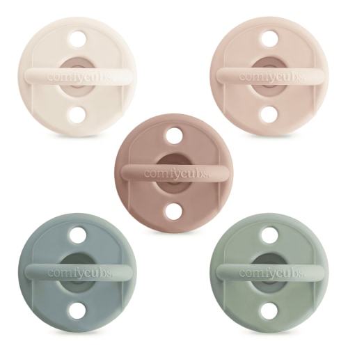Comfy Cubs Baby Pacifier, 5 Pack - Breast-like, Soft Nipple Shape for Newborn, Multicolor Neutral