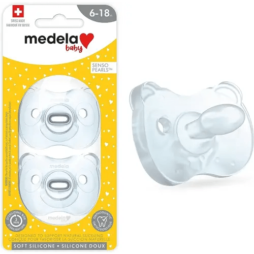 Medela Baby Pacifier | 6-18 Months | Includes Sterilizing Case | 2-Pack | Soft Silicone | BPA-Free | Supports Natural Suckling | Blue