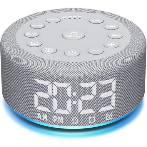 Plug-in Sound White Noise Machine Brown Noise Machine & Alarm Clock with Rechargeable Backup Battery Night Light Dual Alarms 30 Sleeping Sounds for Baby Kids Adults 5 Timers 15 Wake Up Sounds & Memory