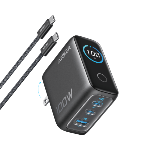 Anker Charger (100W, 3 Ports, Smart Display)