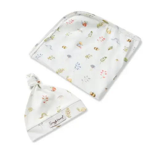 Snuggle Hunny Garden Friends Organic Jersey Wrap & Beanie Set | Baby Bunting AU