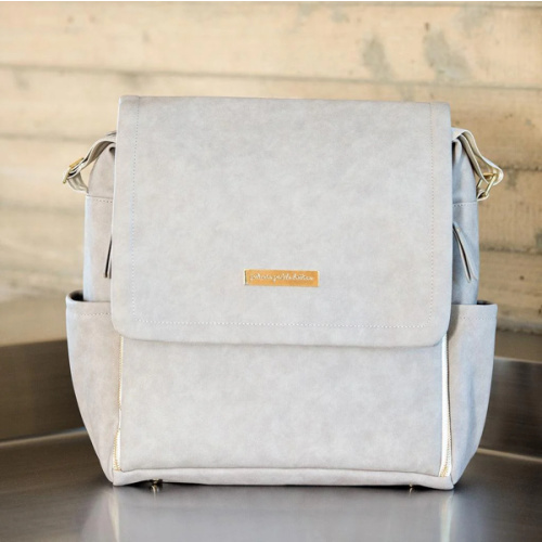 Boxy Backpack in Grey Matte Leatherette