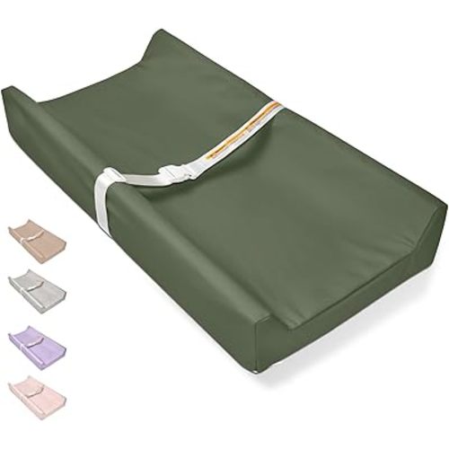 Vegan Leather Baby Changing Pad - Diaper Wipeable Changing Pad, Waterproof Cover Changing Mat for Dresser and Table,Taupe (Dark Green)