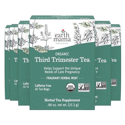 Earth Mama Organic Third Trimester Tea | Herbal Tea for Late Pregnancy Comfort + Childbirth Preparation | 96 Teabags | Caffeine Free & Non-GMO