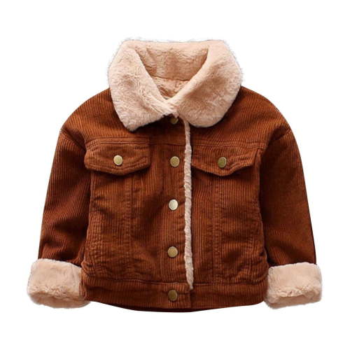Atogsazn Baby Boys Fleece Lined Jackets Infant Plush Button Long Sleeve Coat Winter Warm Thick Clothes Coffee 6-9 Months
