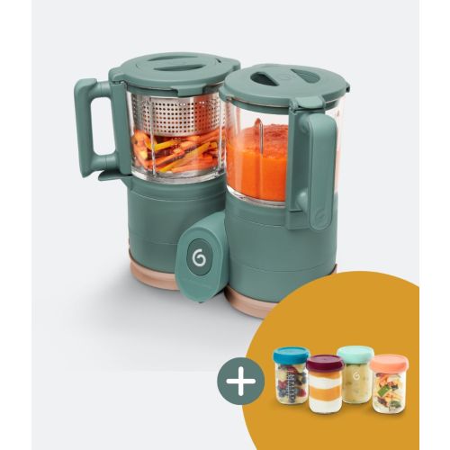 Duo Meal Glass Baby Food Maker (Blender and Steamer) + 4 Free Glass Food Containers