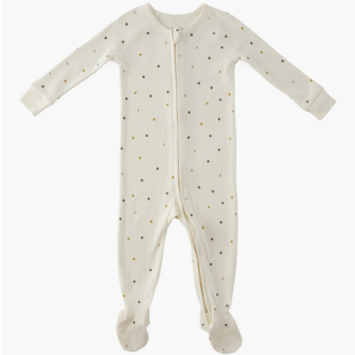 Polka Dottie Pointelle Organic Cotton Footie Pajamas, 3-6M