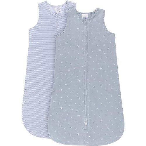 Ely's & Co. 100% Cotton Wearable Blanket Baby Sleep Bag 2 Pack (6-12 Months, Blue)