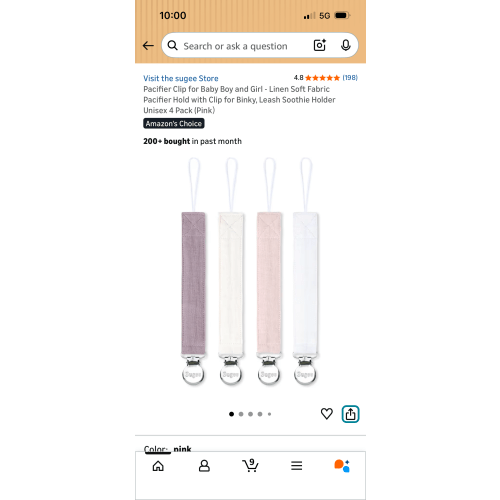 Pacifier Clip for Baby Boy and Girl - Linen Soft Fabric Pacifier Hold with Clip for Binky, Leash Soothie Holder Unisex 4 Pack (Pink）