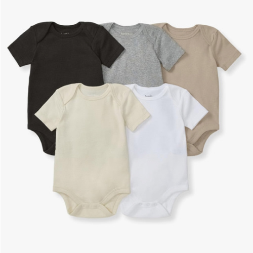 Burt's Bees Baby Bodysuits, Short Sleeve and Long Sleeve One-Pieces, 100% Organic Cotton, Pack of 5
