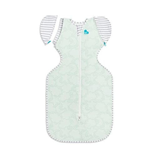 Love to Dream Transition Bag Organic 1.0 TOG, Celestial Dot Mint, Medium, 13-19 lbs., Patented Zip-Off Wings, Gently Help Baby Safely Transition from Being swaddled to arms Free Before Rolling Over