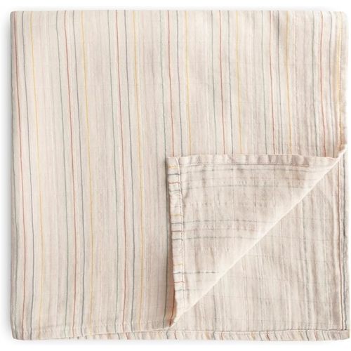 mushie Organic Cotton Muslin Baby Swaddle Blanket (Retro Stripe)