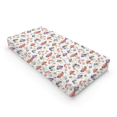 Watercolor Mushroom Baby Changing Pad Covers Colorful Mushroom Floral Leaves Baby Diaper Change Table Sheets for Boy Girl Fantasy Mushrooms Soft Breathable Stretch Changing Pad Table Mats 32''x16''